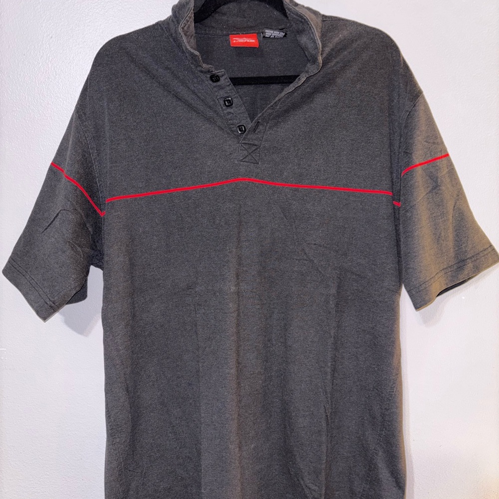 Vans Vintage Charcoal Collared Shirt with Red Highlights XL